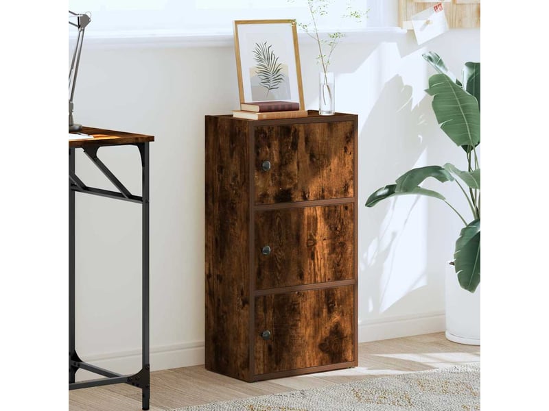  Bibliothèque, étagère de rangement chêne fumé 40x24x77 cm bois d'ingénierie  - Conforama C