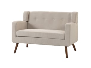 Canapé droit fixe 2 places en velours côtelé beige 118 cm, confort compact pour petits espaces au quotidien