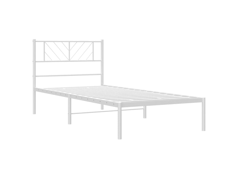  Lit simple- lit adulte -  cadre de lit métal sans matelas avec tête de lit blanc 80x200cm  - Conforama C