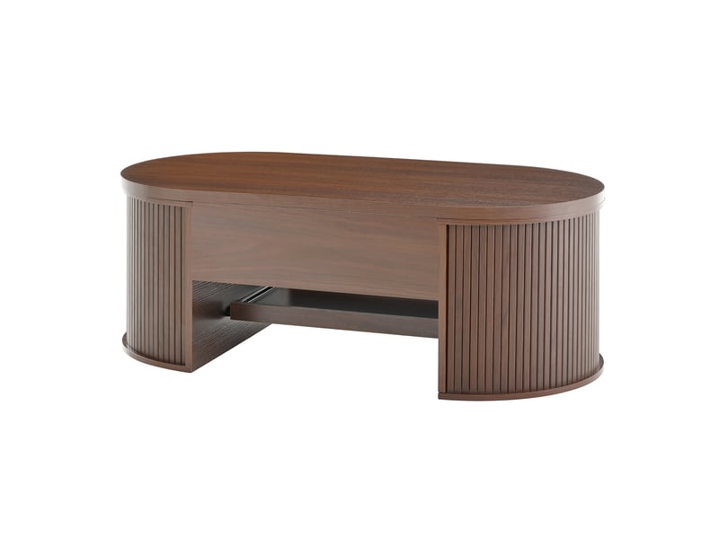  Table basse relevable avec étagère coulissante mdf noyer 110 x 55,5 x 40 cm  - Conforama A