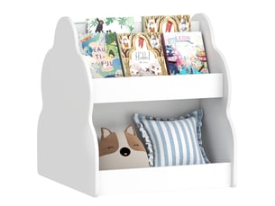 Bibliothèque enfant, bibliothèque à roulettes à 2 niveaux, 4 étagères, pour chambre d'enfant ou salle de jeux, 54 x 50 x 56 cm, blanche