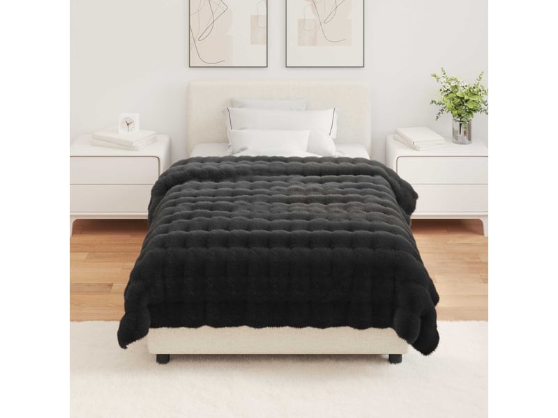  Couverture décorative, couverture antidérapante en fausse de lapin 4 pc noir shl33873  - Conforama D