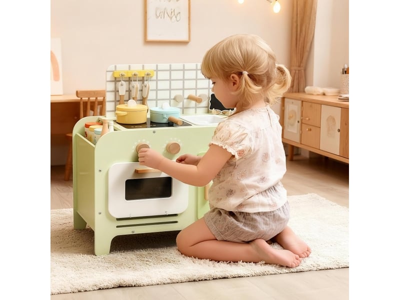  Cuisine jouet enfant 60x31,6x58 cm – verte – 15 accessoires, évier et rangements intégrés dès 3 ans  - Conforama B