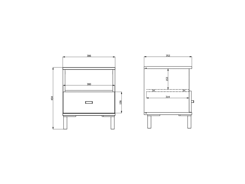  Table de chevet ghadam, un tiroir, 39x35x45h cm blanc mat Ghadam - Conforama E