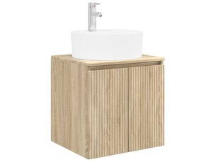 Vanité de lavabo mural, meuble de rangement chêne sonoma 49.5x44.5x65 cm shl7299