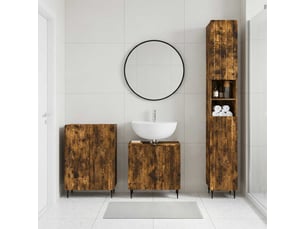 Ensemble de meuble de salle de bain 3 pièces zwolle chêne fumé cf63540