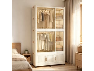 Armoire modulable pliable,92x45x196 cm,9 portes,polypropylène,blanc