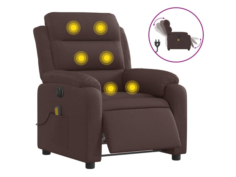  Fauteuil de relaxation tv fonction d'inclinaison électrique en tissu marron foncé dec027195  - Conforama B