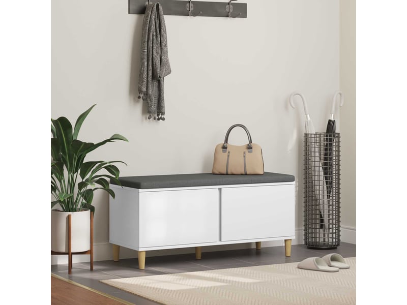  Banc d'entrée, banc interieur blanc 100x38x46 cm bois ingénierie et tissu shl6099  - Conforama B