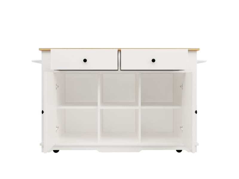  Desserte roulante,chariot de cuisine avec 2 portes,2 tiroirs,6 compartiments,plateau pliable,porte-serviettes et rangements,blanc desserte blanc - Conforama D
