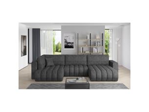 Canapé d'angle bonita convertible 6 places gris foncé tissu chiné – droit – 350x175cm