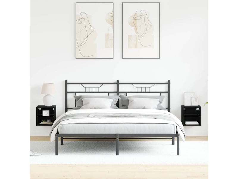 Table de chevet - cabinet de chevet - table de nuit murale led 2 pc noir 30 x 28,5 x 30 cm  - Conforama C