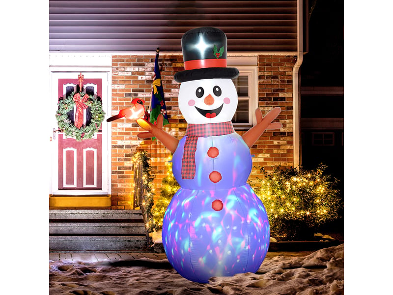  Bonhomme de neige géant, 2,40 m, décoration de noël, avec led, autogonflant, polyester  - Conforama D