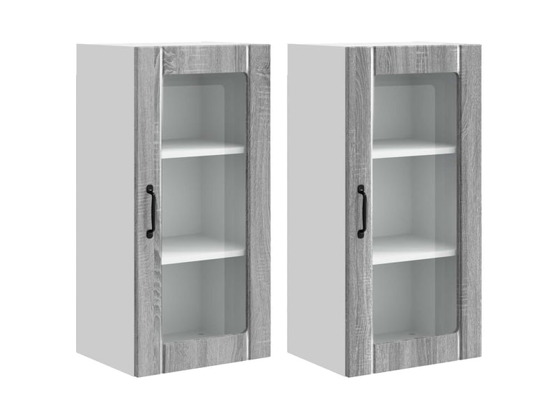  Cabinet en verre mural 2 pcs gris sonoma bois d'ingénierie shl7345  - Conforama A