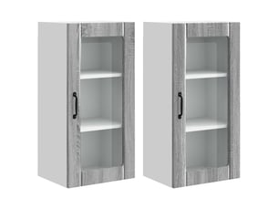 Cabinet en verre mural 2 pcs gris sonoma bois d'ingénierie shl7345