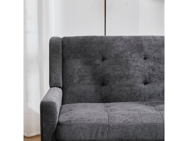  Lot 2 fauteuils gris foncé 1+2 places, mousse haute densité, tissu doux durable, pieds bois massif avec patins, salon et bureau  - Conforama E
