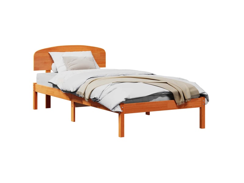 Lit simple- lit adulte - cadre de lit avec tête de lit brun 80 x 200 cm pin massif - Conforama A