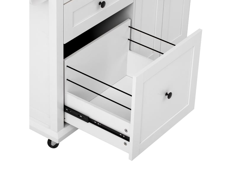  Îlot mobile cuisine plan extensible 107 x 45-70 x 90,5 cm 5 roulettes 2 freinées, 9 cases, tiroirs, en mdf, blanc+naturel  - Conforama D