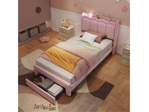 Lit simple 90x200 cm MODENUIT coloris rose