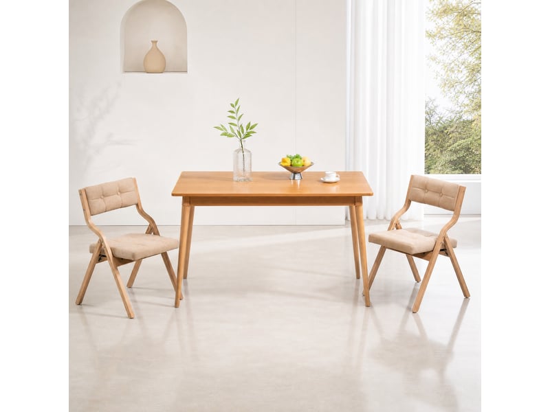  Chaises de salle à manger lot de 2 pliantes avec dossier rembourré  - assise large en bois, kaki  - Conforama B