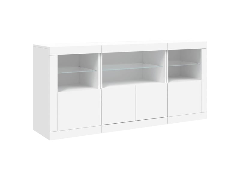  Buffet - bahut - meuble de rangement avec lumières led blanc 142,5x37x67 cm  - Conforama E