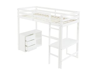 Lit mezzanine 90x200 cm SOGEU   coloris blanc