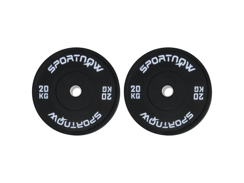  Lot de 2 disques de musculation de 20 kg pour haltères et barres, avec fixation de ø5 cm, noirs  - Conforama A