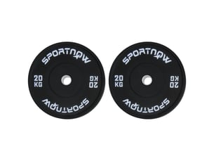 Lot de 2 disques de musculation de 20 kg pour haltères et barres, avec fixation de ø5 cm, noirs
