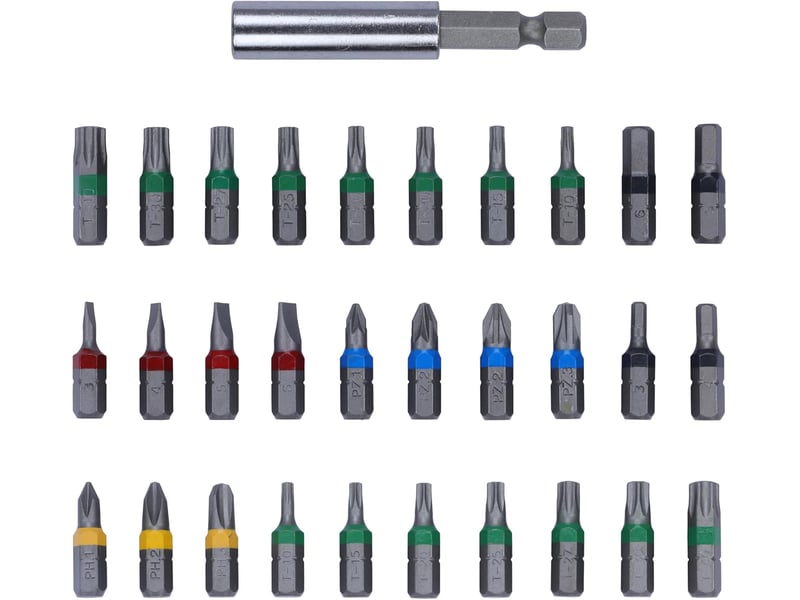  Coffret boîte compacte 30 vissage de 25 mm avec la présence d'un code couleur + 1 porte-embout  - Conforama D
