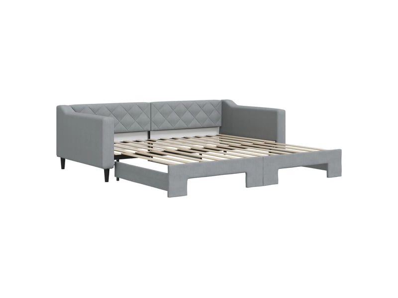 Lit simple- lit adulte -  lit de jour avec gigogne sans matelas gris clair 100x200 cm  - Conforama A
