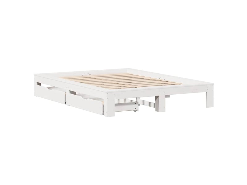  Lit double- lit adulte -  cadre de lit sans matelas blanc 140x200 cm bois de pin massif  - Conforama B