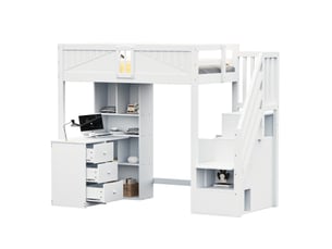 Lit mezzanine 90x200 cm MEUBLIV coloris blanc