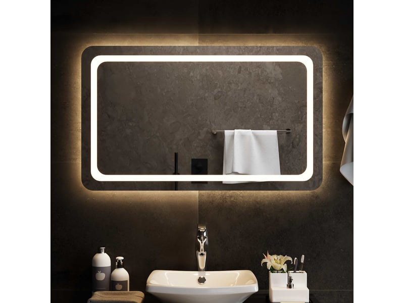  Miroir de salle de bain, miroir de toilette led avec miroir transparent 100 x 60 cm cf62556  - Conforama C