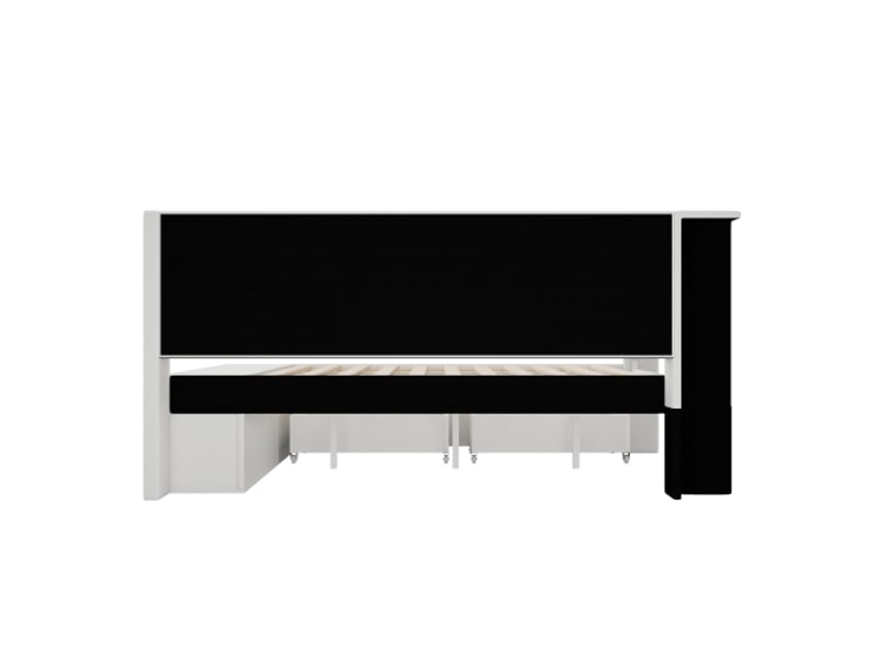 Canapé-lit 90x200 cm rembourré avec usb et bande led, meuble à chaussures blanc avec 2 tiroirs  - Conforama E