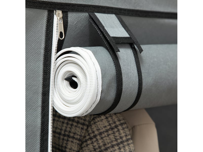 Armoire en tissu 125x43x162,5 cm avec 2 barres et 8 niveaux de rangement métal gris clair - Conforama D