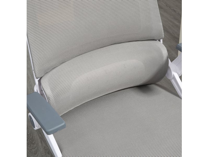  Chaise de bureau ergonomique en mesh avec appui-tête réglable, accoudoirs ajustables, bascule et soutien lombaire gris  - Conforama D