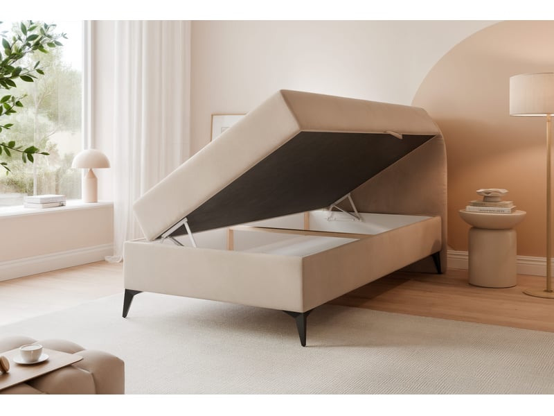  Lit coffre noelia - 70x200 cm - ouverture à droite - avec matelas et surmatelas - beige NOELIA - Conforama C
