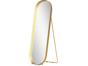 Miroir sur pied 160 x 50 cm – doré – cadre métallique arqué, inclinable, pose autonome sans montage
