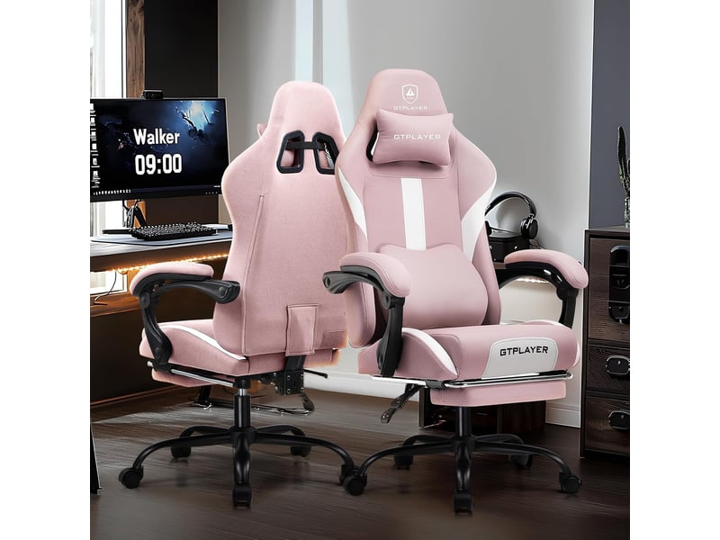Gtplayer chaise de jeu ergonomique, réglable et pivotante en tissu respirant - rose GT905-PK - Conforama D