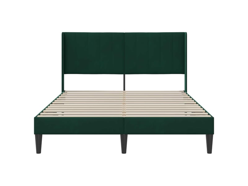  Lit double- lit adulte -  cadre de lit avec tête de lit vert foncé 120 x 190 cm velours  - Conforama C