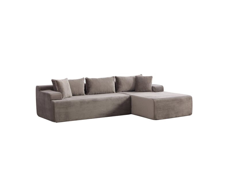 Canapé d'angle modulable 4 places en chenille gris avec méridienne droite - Conforama A
