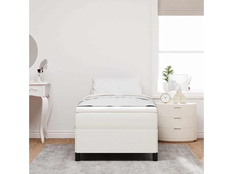  Lit simple- lit adulte -  lit à ressorts crème 80 x 200 cm tissu en velours côtelé  - Conforama B