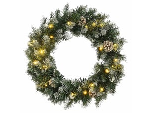Couronne de noël avec lumières led vert 60 cm pvc