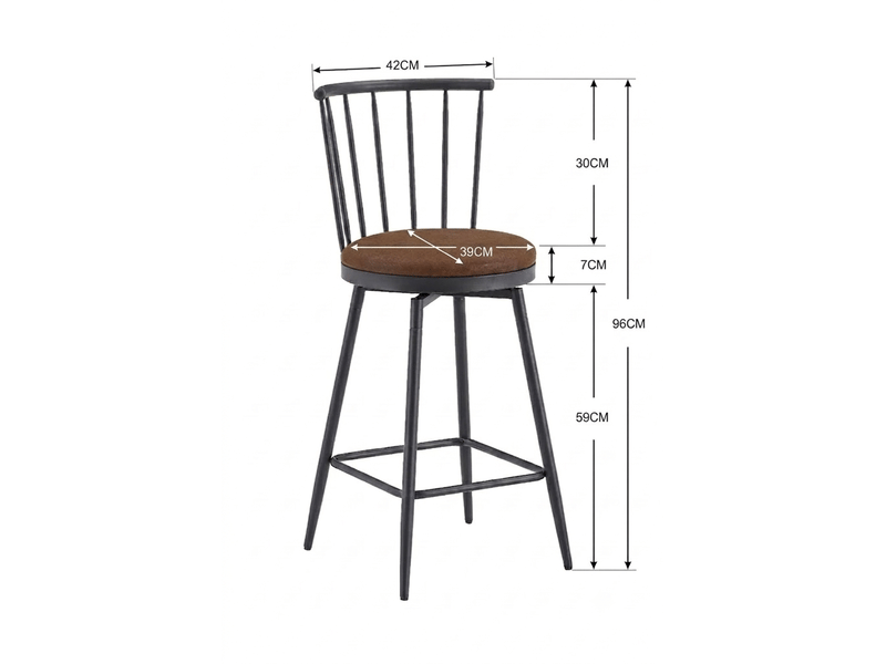  Tabouret de bar en métal et similicuir pu brun style windsor W3658P421606 - Conforama C