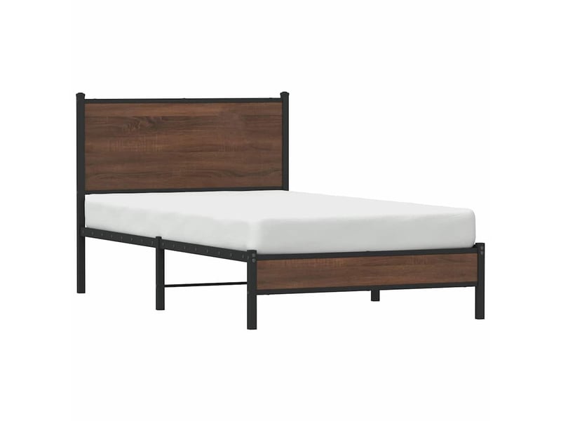  Lit simple- lit adulte -  cadre de lit en métal sans matelas chêne marron 100x200 cm  - Conforama C