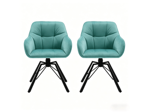 Chaise de salle à manger lot de 2 pivotante à 360° avec accoudoirs  - velours métal turquoise