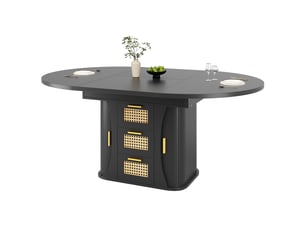 Table à manger extensible,118x118x77,1 cm,avec tiroirs,mdf,noir