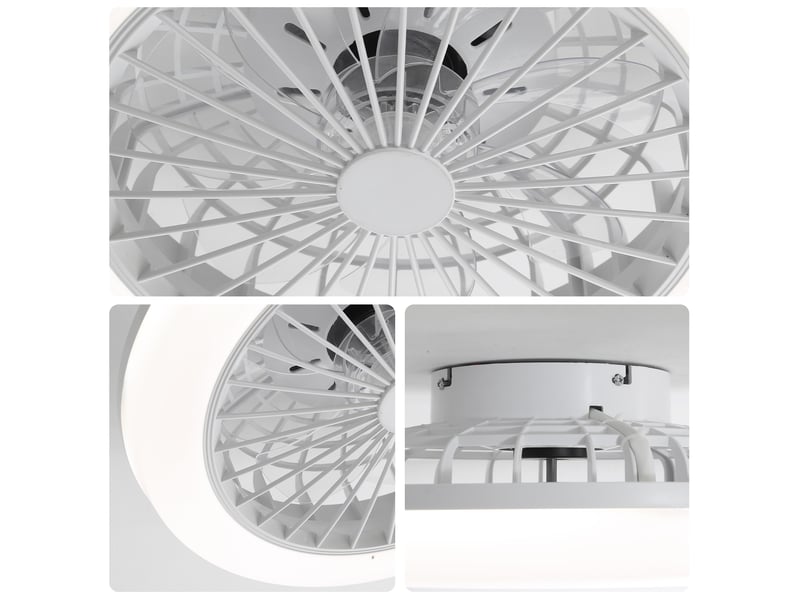 Ventilateur de plafond sans pales led 46 cm avec télécommande, moteur dc silencieux, éclairage led dimmable, blanc - Conforama R