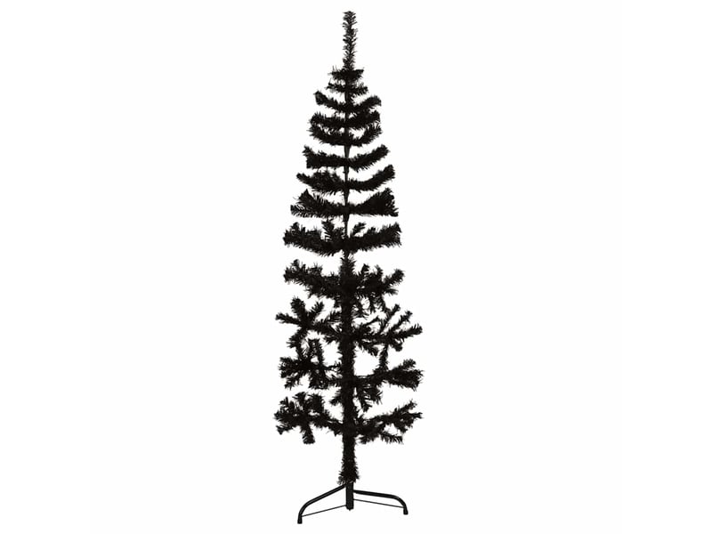  Demi sapin de noël, arbre de noël artificiel mince avec support noir 120 cm  - Conforama B