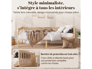 Lit banquette 90x200 cm    coloris naturel